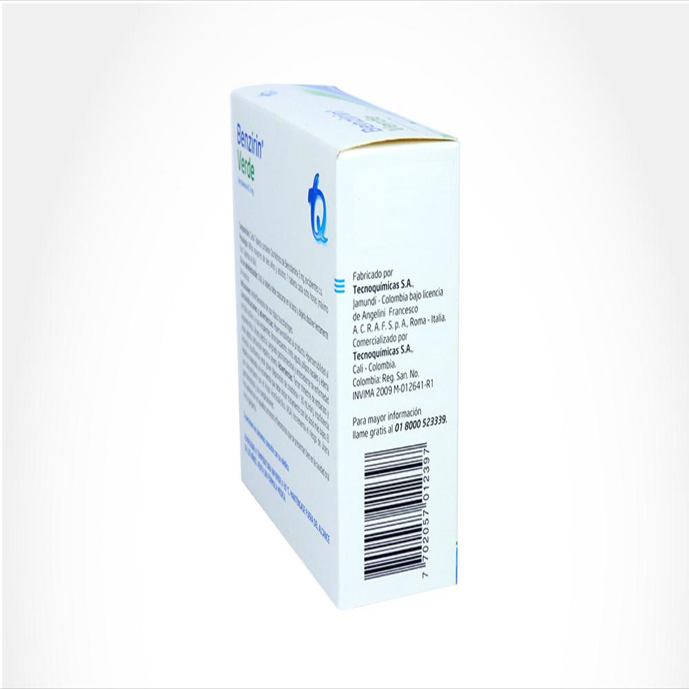 Benzirin Verde Bencidamina Clorhidrato 3Mg Tab Mas Oral Eucalipto Caj 12 Tab 1 U img #2