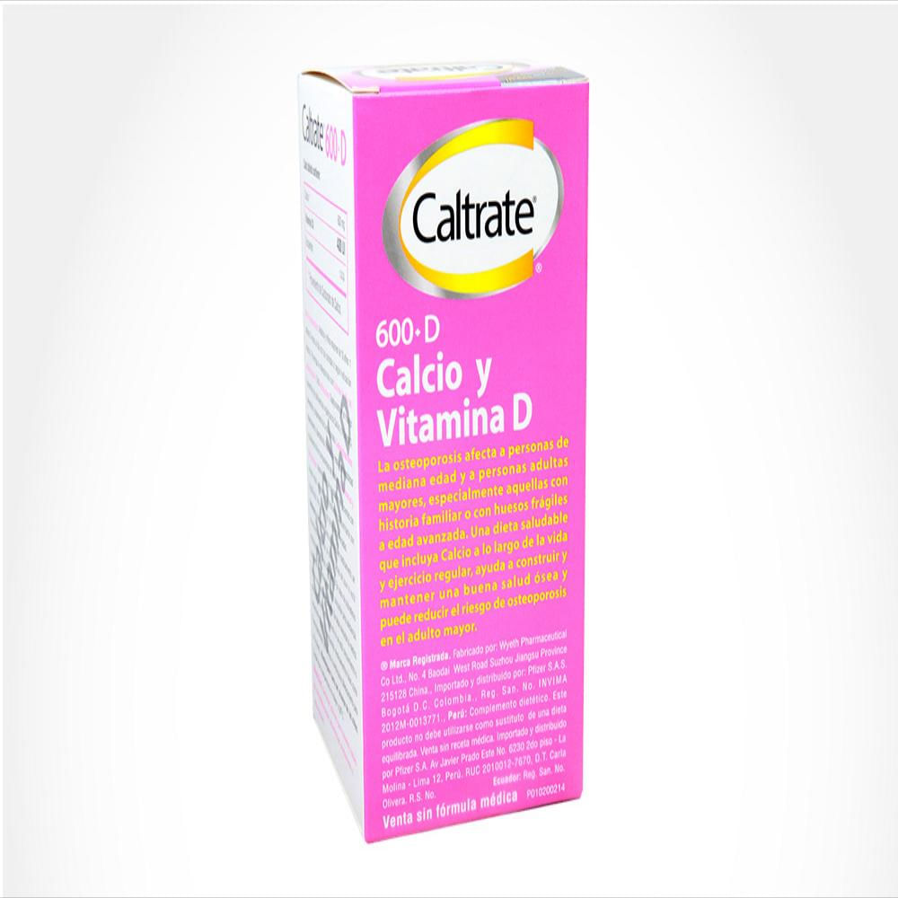 Caltrate Calcio Carbonato 600Mg/Vitamina D (Colecalciferol) 400Ui Tab Oral 600 + D Caj 60 Tab 1 U img #2