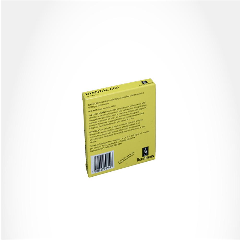 Diantal Ibuprofeno 800Mg Tab Rec Oral Caj 10 Tab 1 U img #2