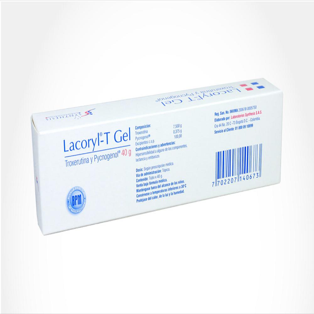 Lacoryl T Pycnogenolá .375G/100G/Troxerutina 7.5G/100G Gel Topica Caj 1 Tub 40 G img #2