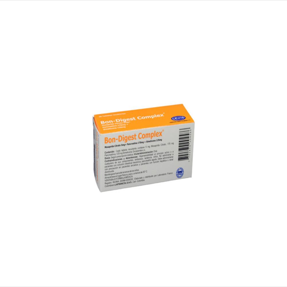 Bondigest Complex Mosaprida 5Mg/Pancreatina 170Mg/Simeticona 125Mg Tab Oral Caj 30 Tab 1 U img #2