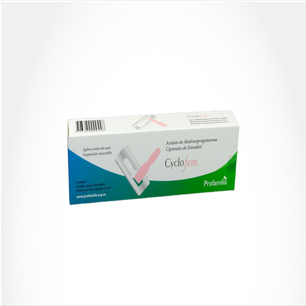 Cyclofem Estradiol Cipionato 5Mg/.5Ml/Medroxiprogesterona Acetato 25Mg/.5Ml Sus Intramuscular Caj 1 Amp 1 Ml