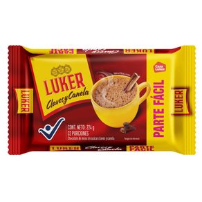 Chocolate LUKER sin azúcar con clavos y canela  (224  gr)