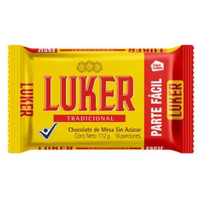 Chocolate LUKER tradicional sin azúcar (112  gr)