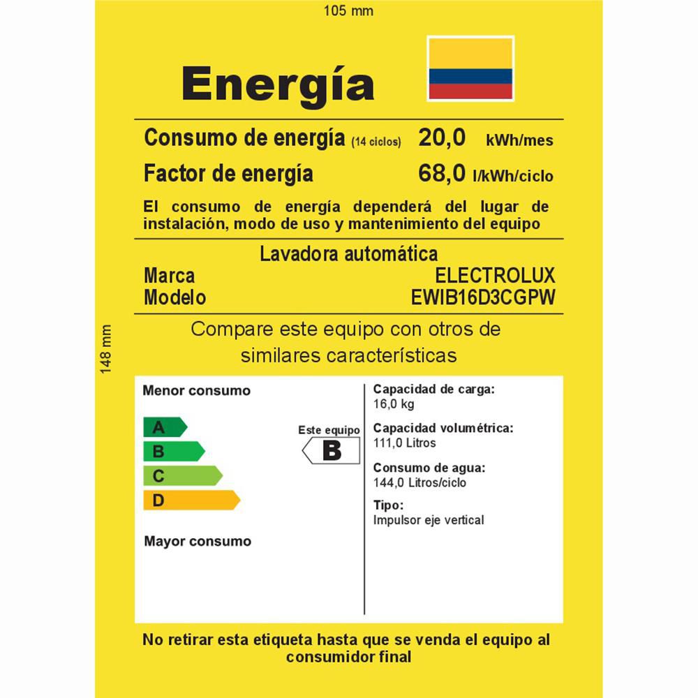 Lavadora ELECTROLUX Carga Superior 16 kg (35 lb) EWIB16D3C img #4