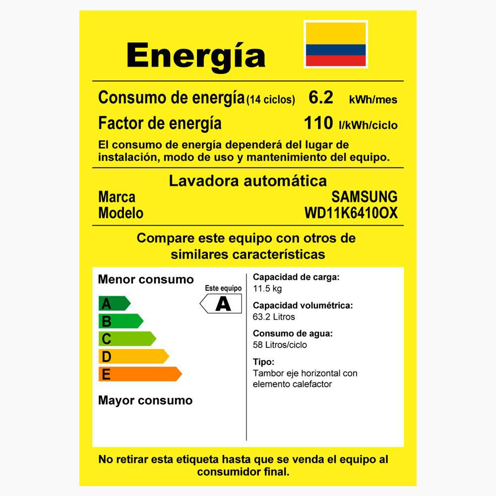 Lavadora secadora SAMSUNG  25 lb (ca. 11 kg)   WD11K641 img #6