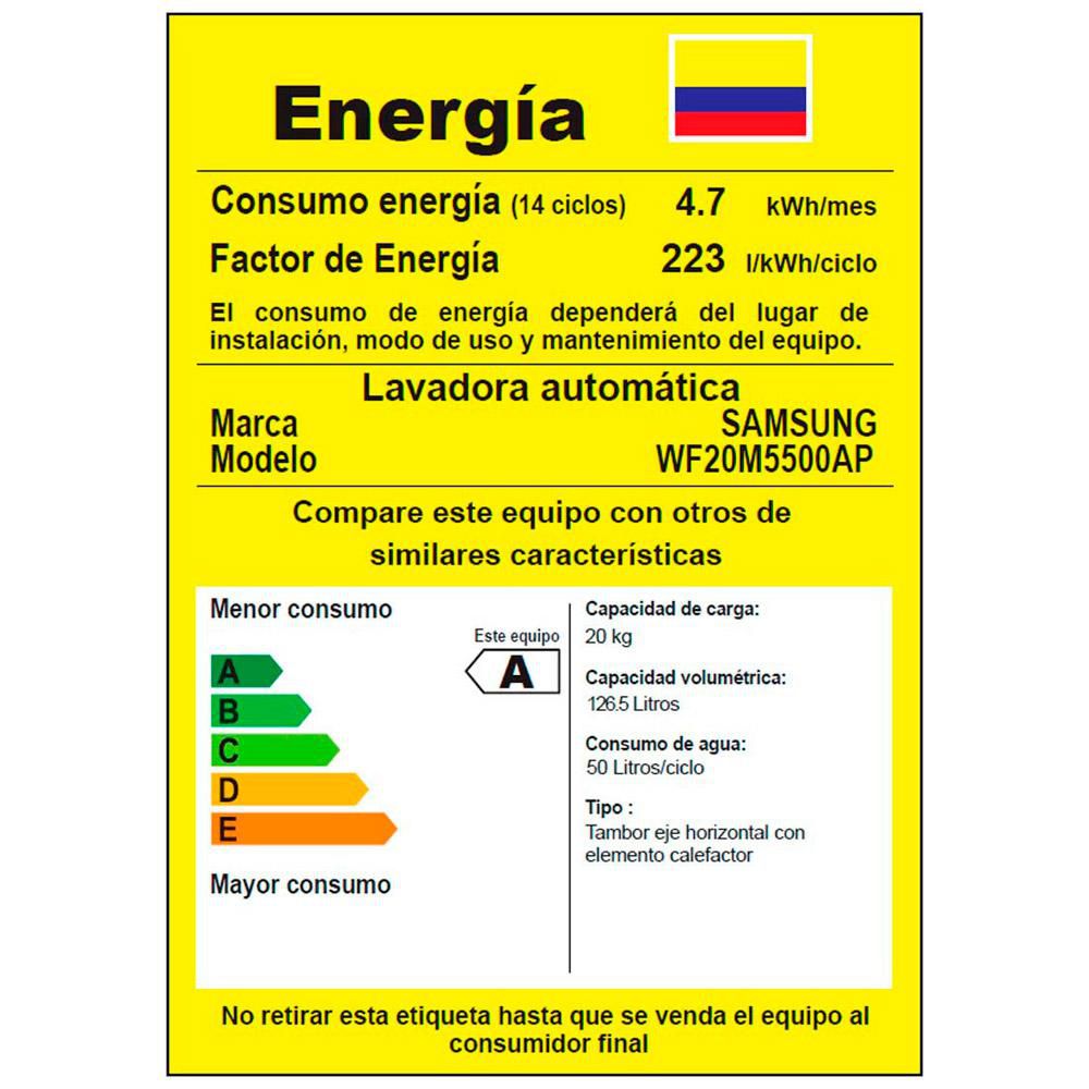 Lavadora SAMSUNG Carga Frontal 20 kg (44lb) WF20M5500A img #5
