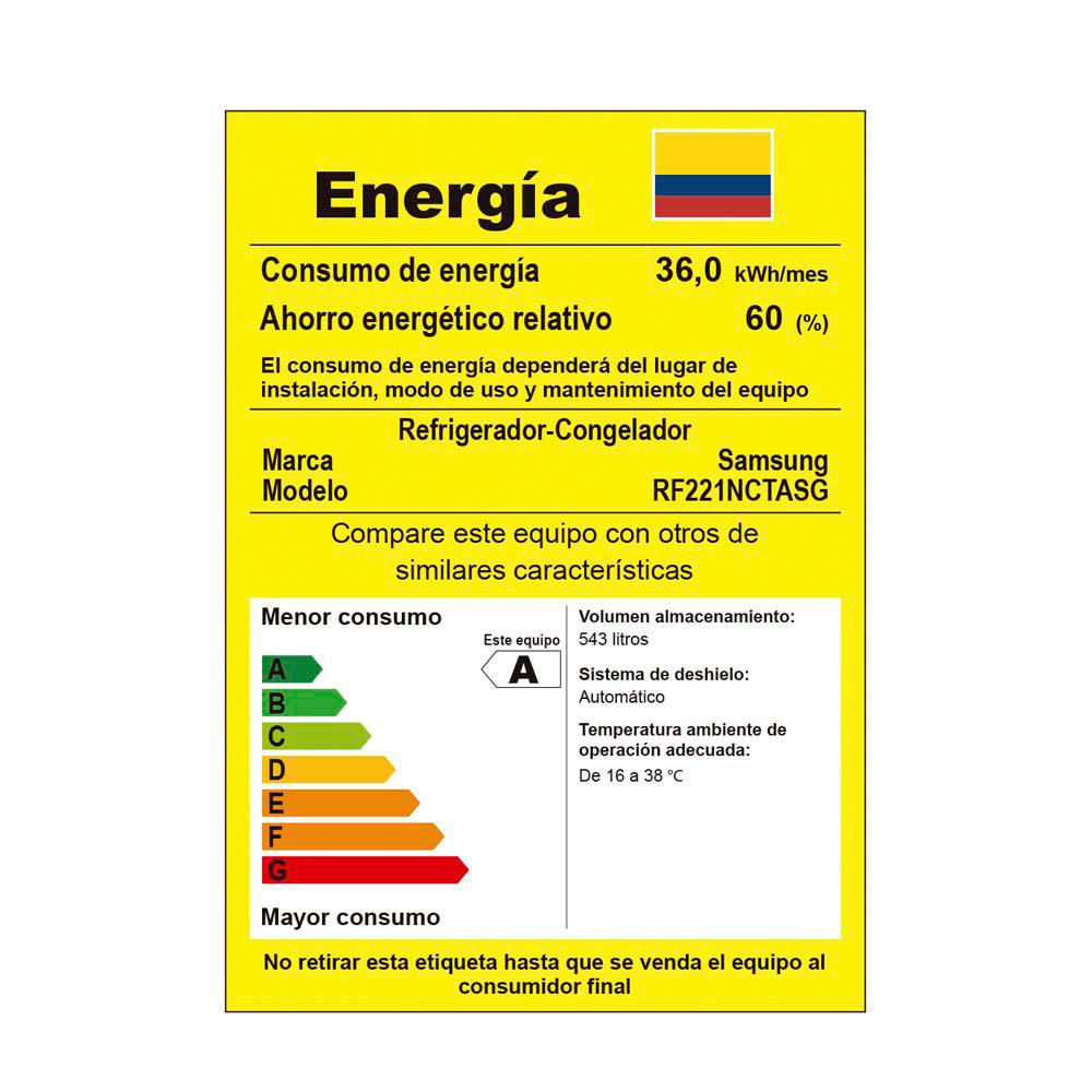 Nevera SAMSUNG Tipo Europeo 543 litros  RF221NCTAS Negro img #8
