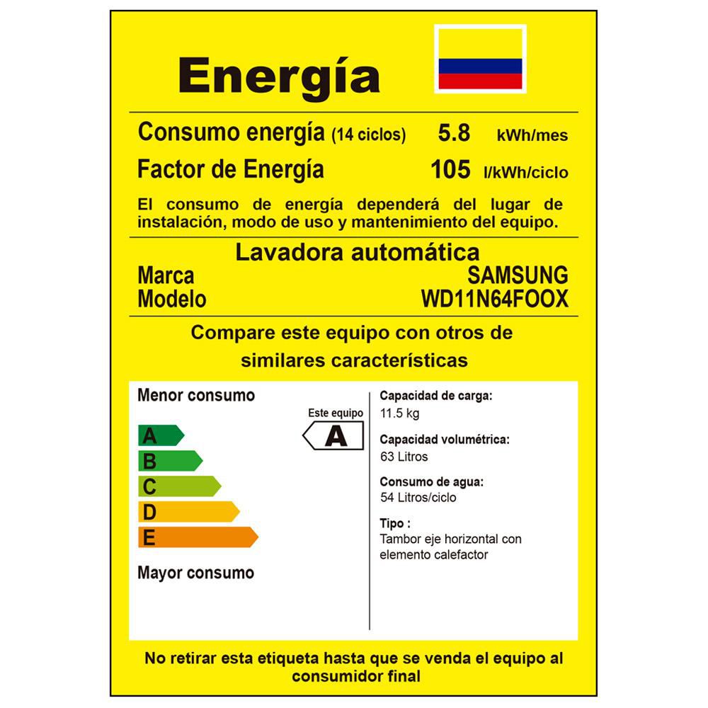 Lavadora Secadora SAMSUNG    WD11N64FOO img #6