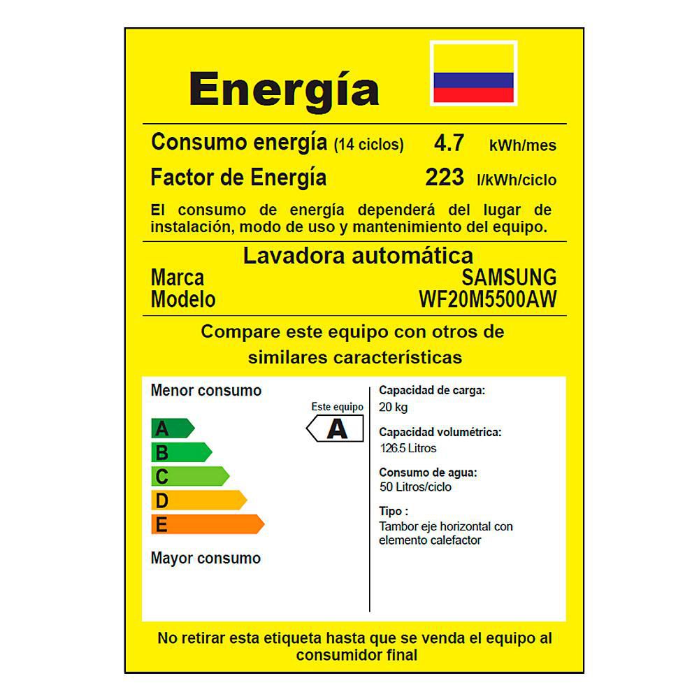 Lavadora SAMSUNG Carga Frontal 20 kg (44lb) WF20M5500A img #5