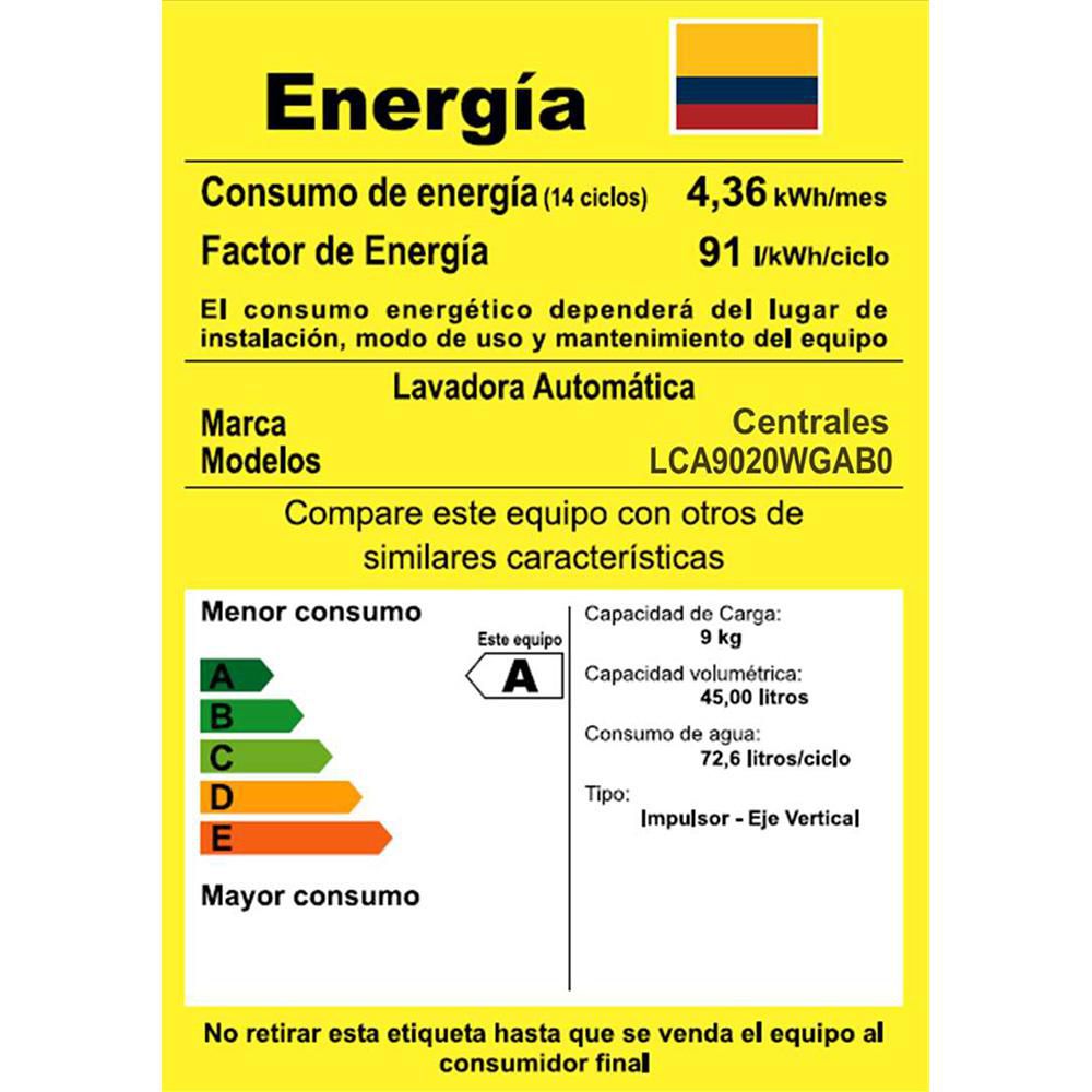 Lavadora CENTRALES Carga Superior 9 kg (20 lb) LCA9020WGA img #5