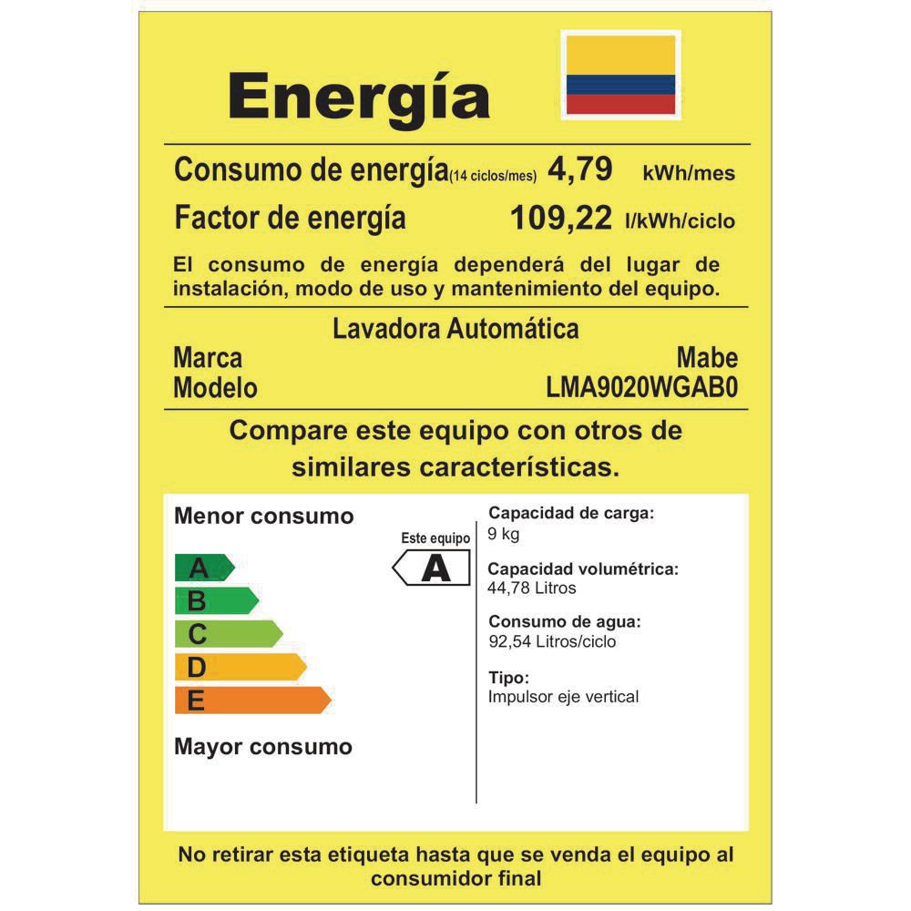 Lavadora MABE Carga Superior 9 kg (20 lb) LMA9020WGA img #4