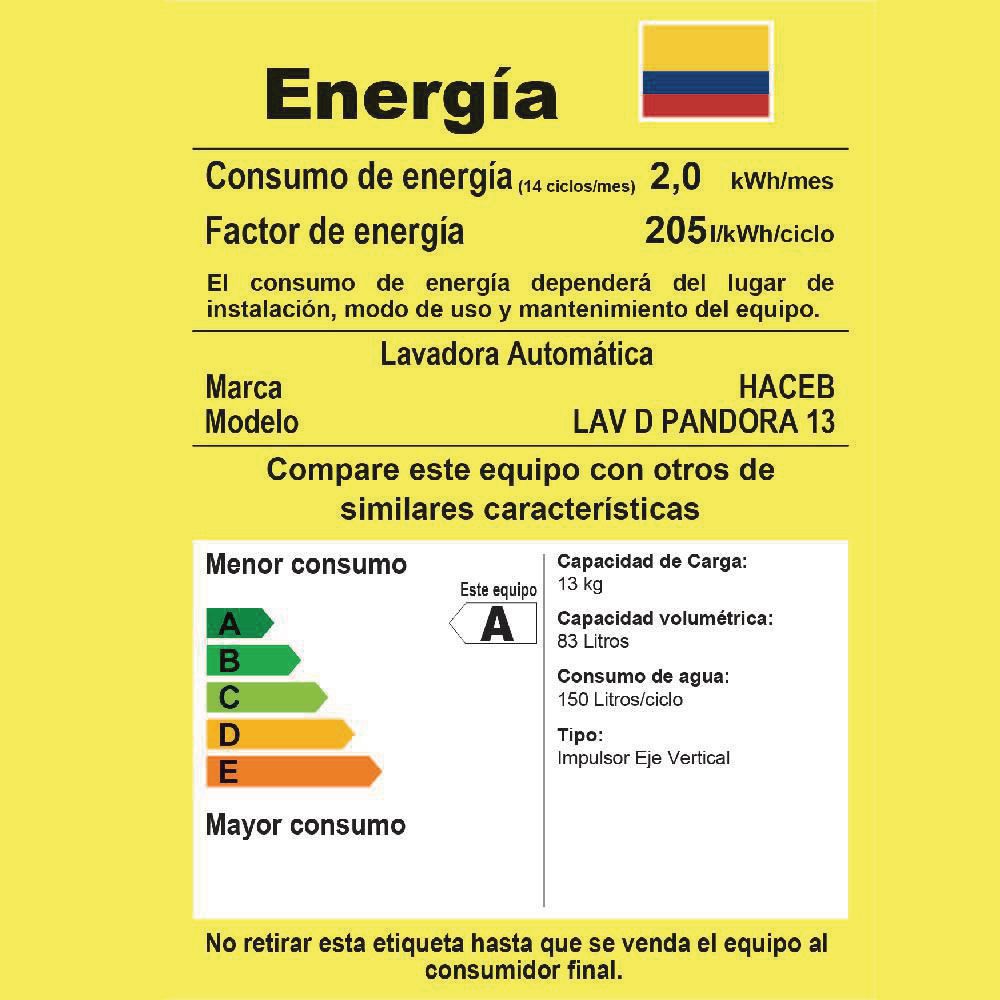 Lavadora HACEB Carga Superior 13 kg (29 lb) 9002131 img #3