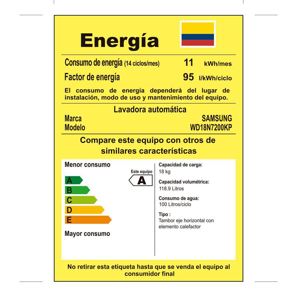 Lavadora secadora SAMSUNG    WD18N7200K img #6