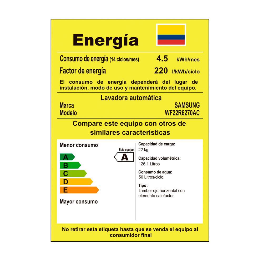 Lavadora SAMSUNG Carga Frontal 22 kg (48lb) WF22R620AC img #8