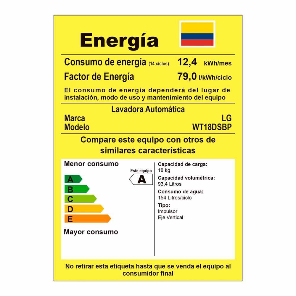 Lavadora LG Carga Superior 18 kg (40 lb) WT18DSBP.ASFECOL img #6