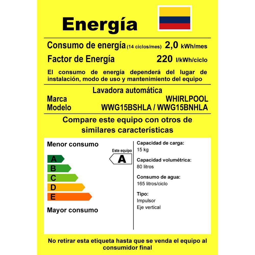 Lavadora WHIRLPOOL Carga Superior 15 kg (33 lb) WWG15BNHLA img #5