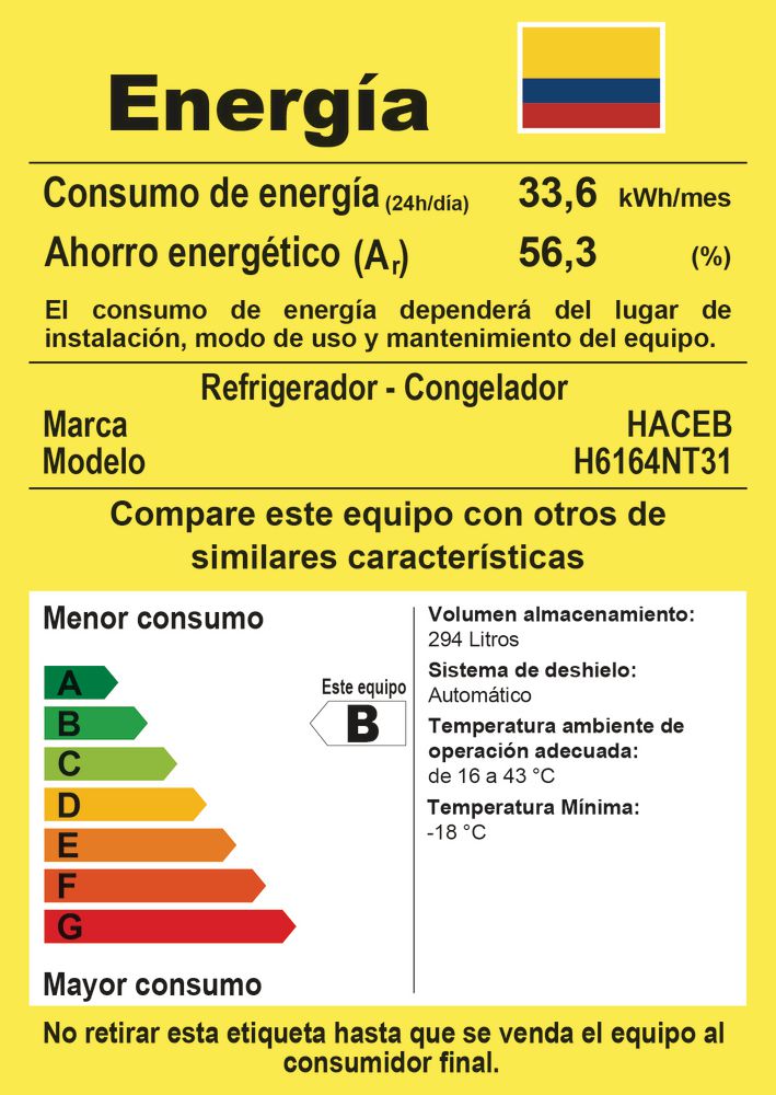 Nevera HACEB No Frost Congelador Superior 310 Lt  9002926 img #8