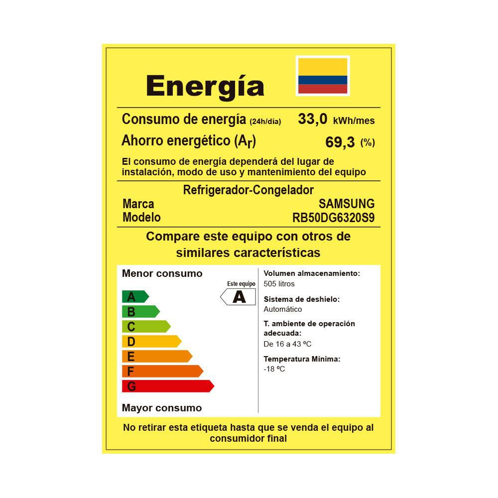 Nevera SAMSUNG No Frost Congelador Inferior 505 Lts  RB50DG6320S9CO Gris img #8