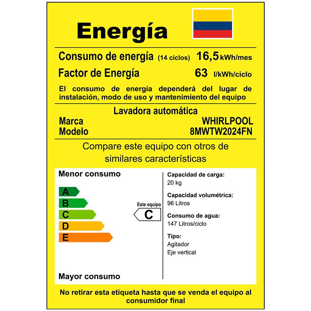 Lavadora WHIRLPOOL Carga Superior 20 kg (44lb) 8MWTW2024 img #6