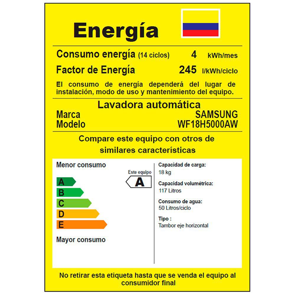 Lavadora SAMSUNG Carga Frontal 18 kg (40 lb) WF18H5000A img #5