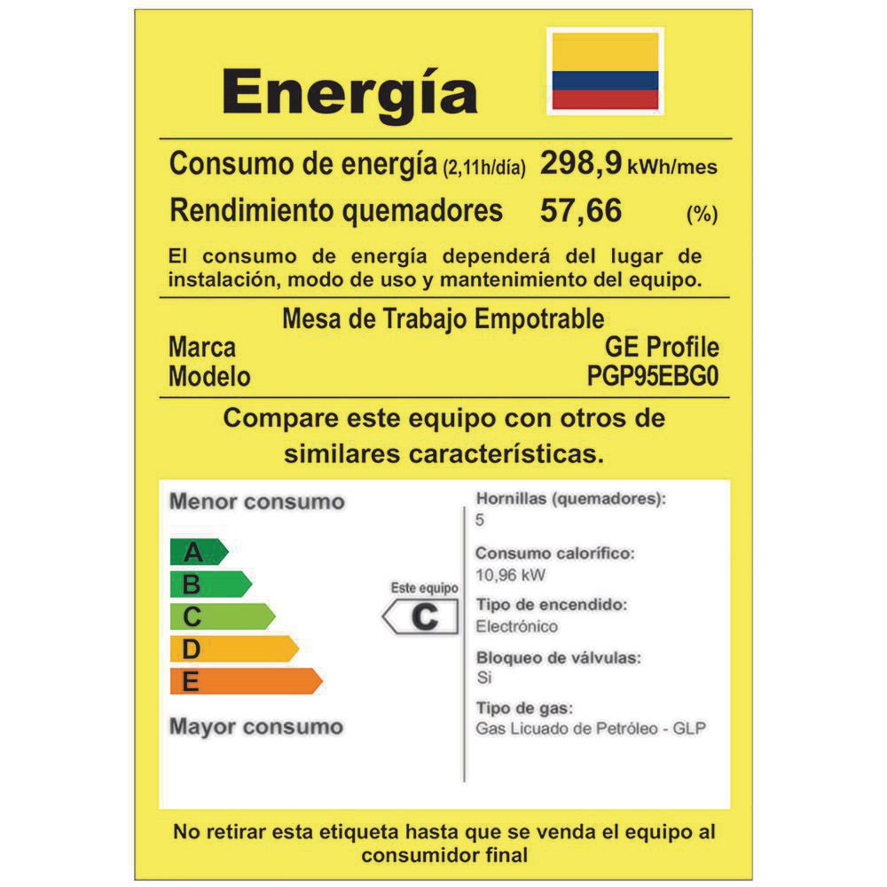 Cubierta Gas propano GE  5 puestos PGP95EBG0 img #2