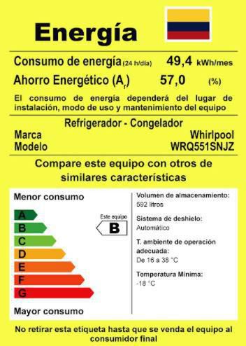 Nevecón WHIRLPOOL Tipo Europeo 592 Litros  WRQ551SNJZ Acero Inoxidable [Dolos] img #6