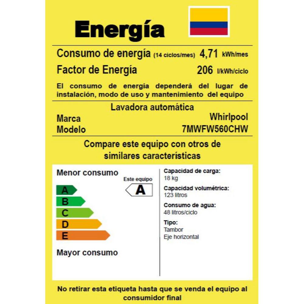 Lavadora WHIRLPOOL Carga Frontal 18 kg (40 lb) 7MWFW560CHW img #6