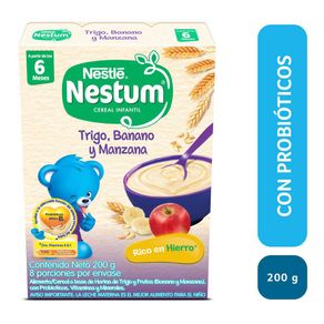 Cereal  NESTUM infantil trigo, banano y manzana (200  gr)