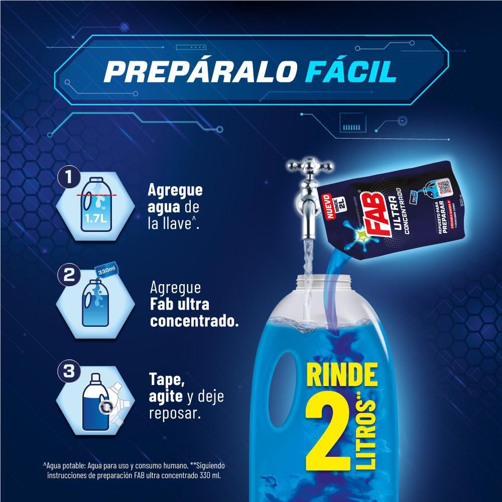 Detergente líquido FAB kit ultra concentrado (330  ml) img #2