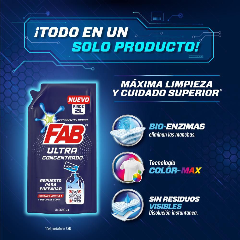 Detergente líquido FAB kit ultra concentrado (330  ml) img #4