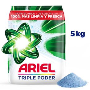 Detergente en polvo ARIEL triple poder blanca y de color (5000  gr)
