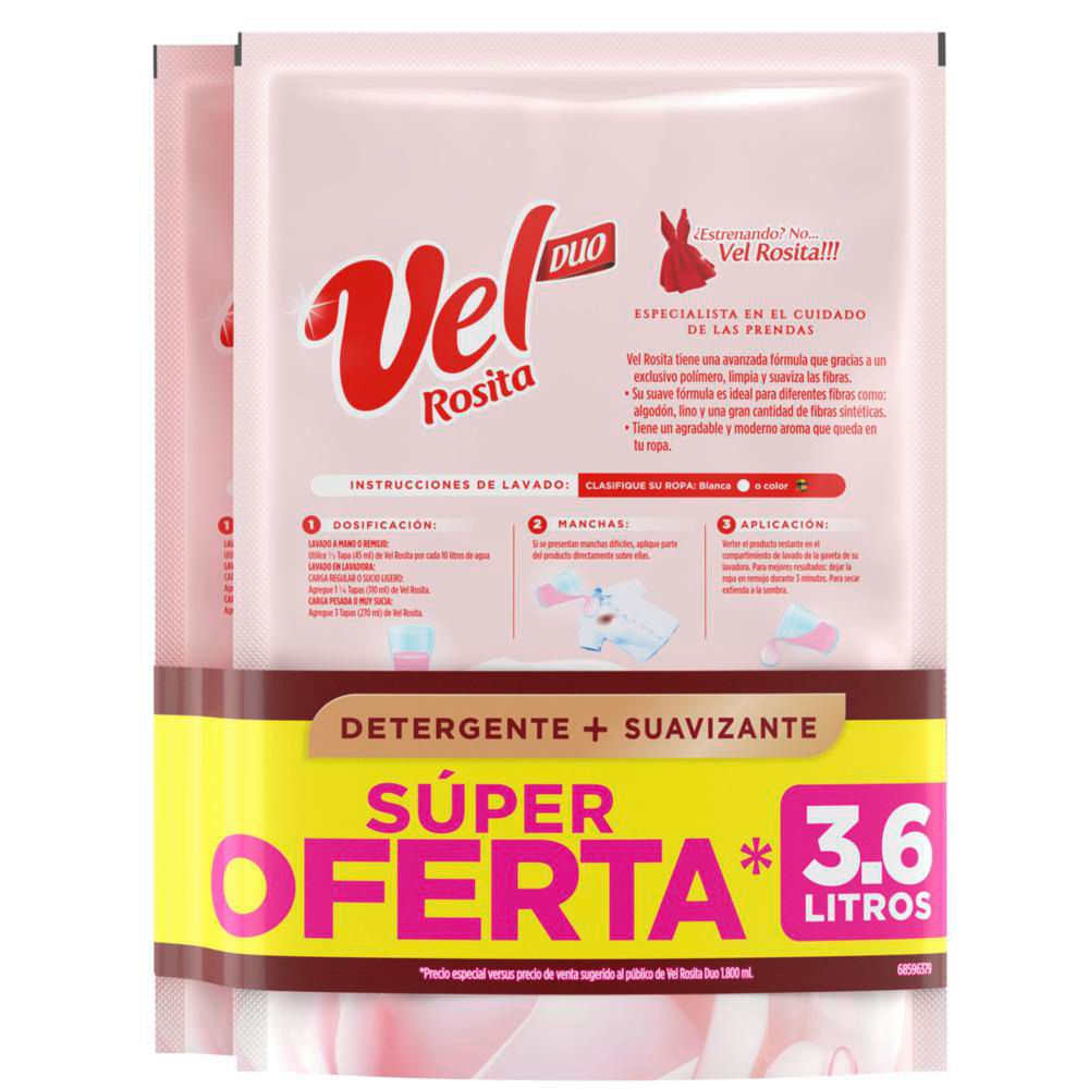 Detergente líquido VEL ROSITA con suavizante (1800  ml) img #3