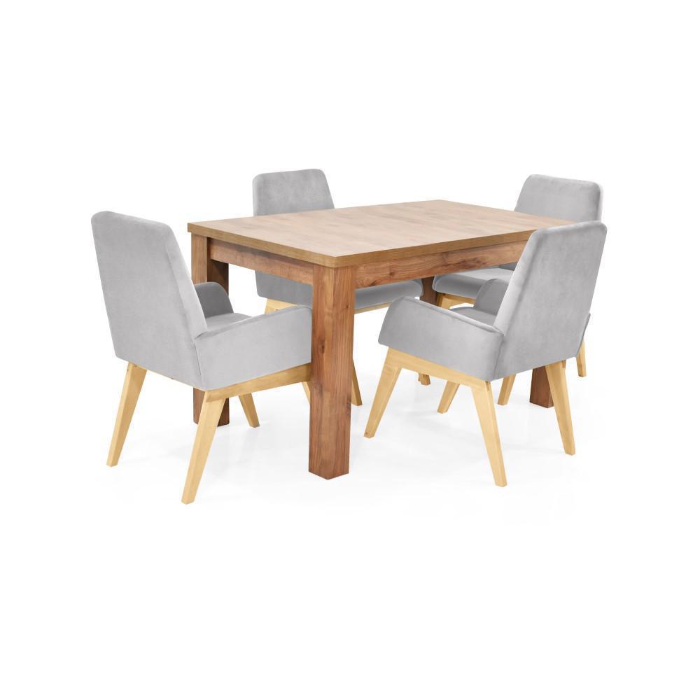 Comedor 4P Mérida Mácula Sillas Islandia Tela Plata