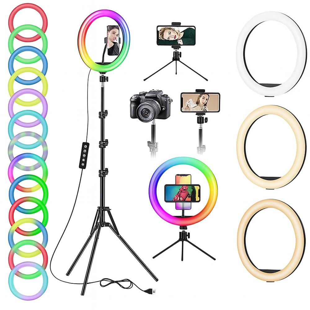 Aro De Luz 26 Cm Rgb Led Con Trípode Profesional 2 Metros De Altura