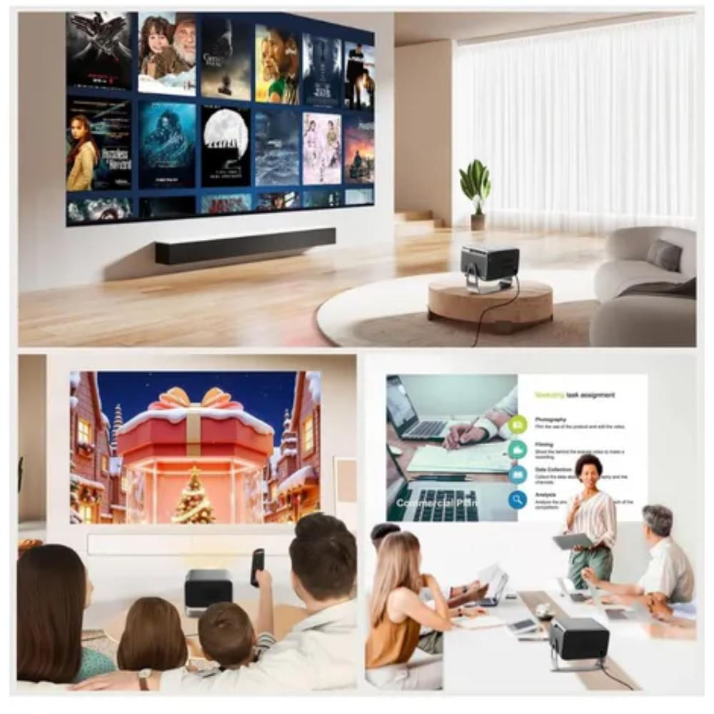 Combo Telon Proyector Hppus 12000L 4K Wifi Bluetooth 75 Pulgadas img #5