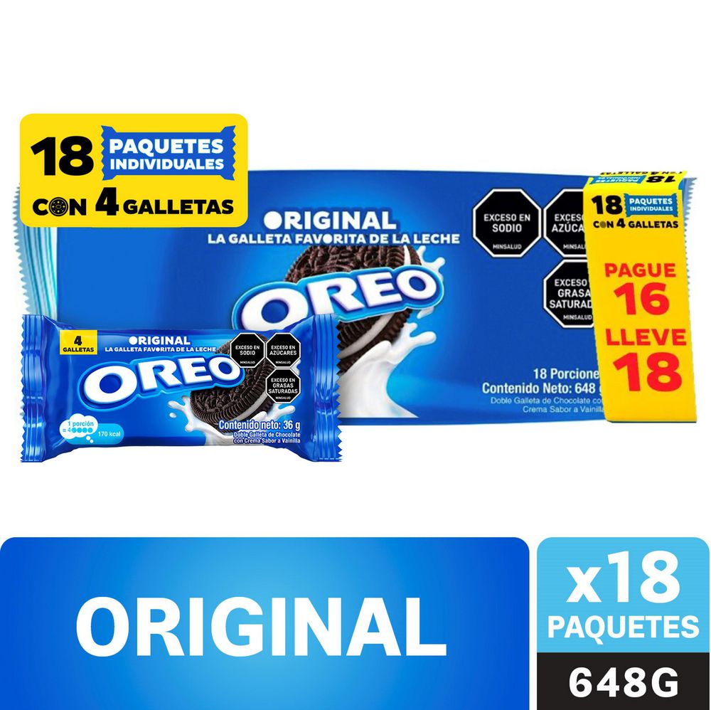 Galletas OREO original x18und (576  gr)