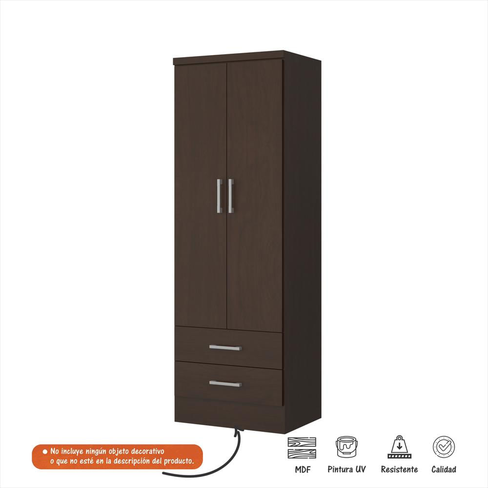 Closet Armario 2 Puertas 2 Gavetas Bertolini Color Marron img #1
