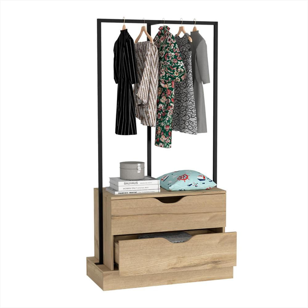 Closet Alma, Café Claro, Con Dos Cajones Y Diseño Moderno