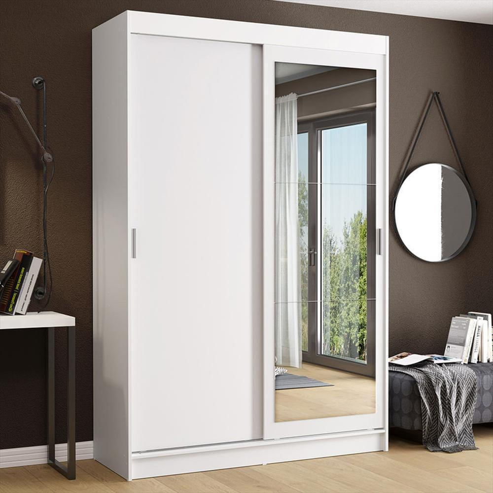 Closet Tokio 2 Puertas Corredizas 1 Espejo Blanco