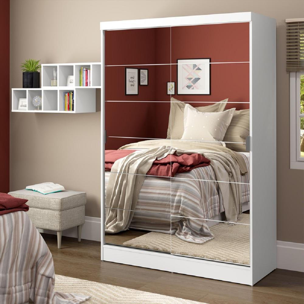 Closet Luke 2 Puertas Corredizas Con Espejos Blanco