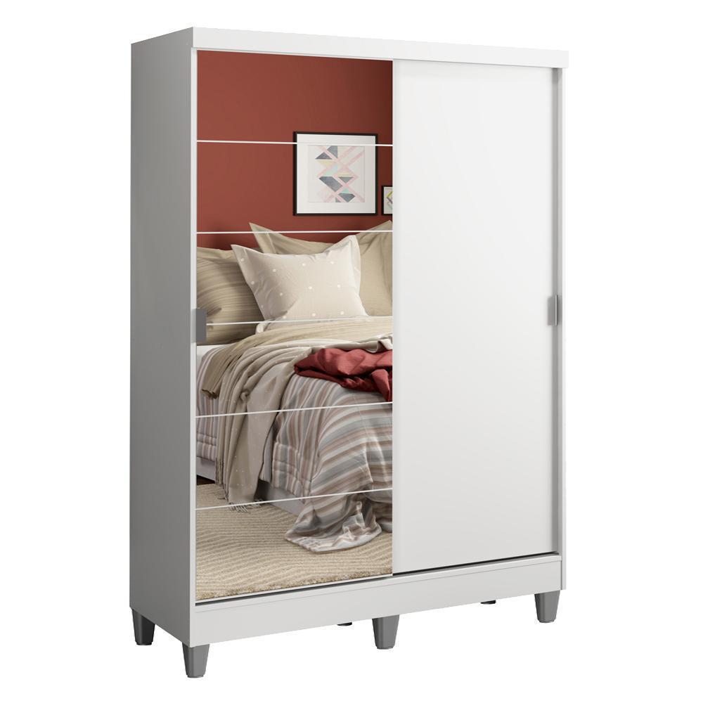 Closet Luke Con Patas 2 Puertas Corredizas 1 Espejo Blanco
