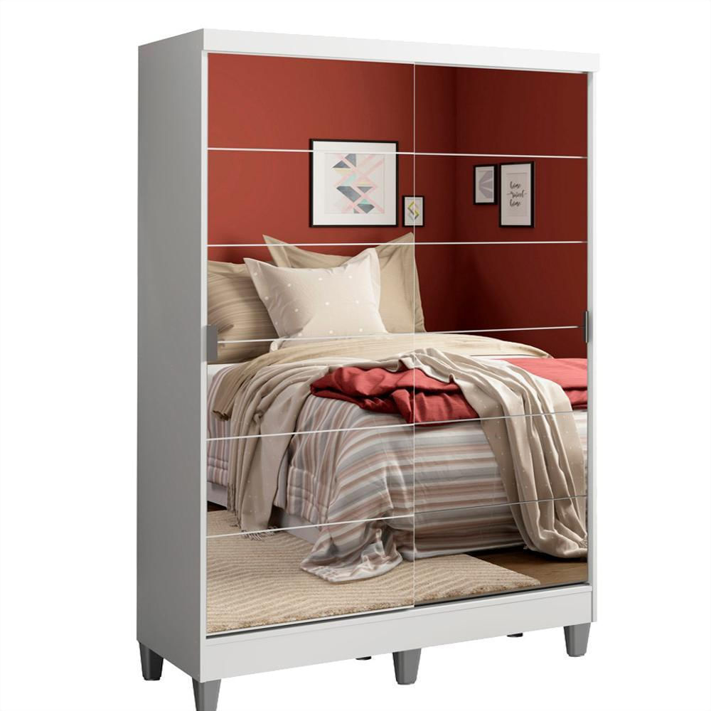 Closet Luke Con Patas 2 Puertas Corredizas Con Espejos Blanco