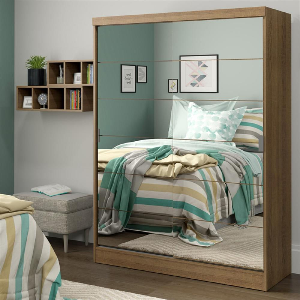 Closet Luke 2 Puertas Corredizas Con 2 Espejos Marrón