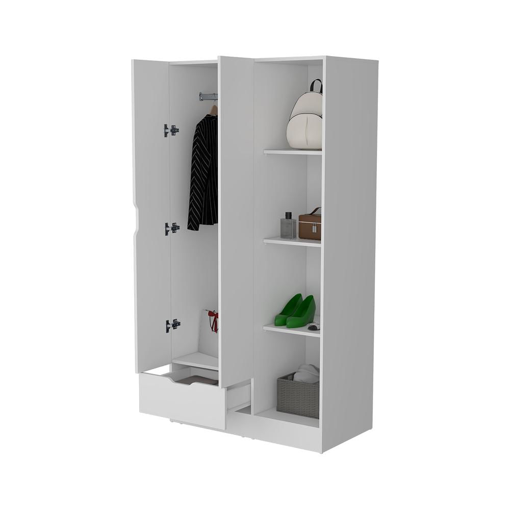 Closet Memphis, Blanco Duqueza, Con Un Tubo Cromado Y Cuatro Entrepaños Zf img #4