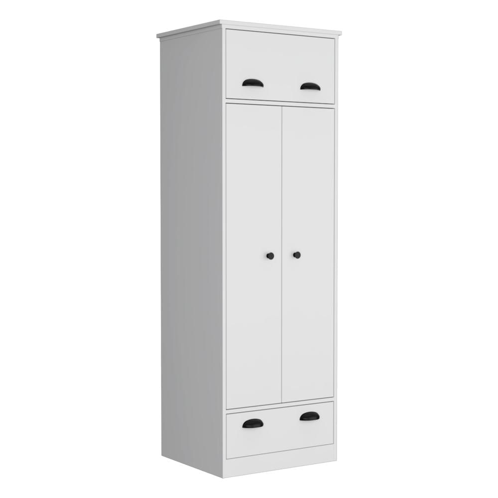 Closet Denis, Blanco Duqueza, Con Dos Puertas Batientes Y Dos Cajones Zf