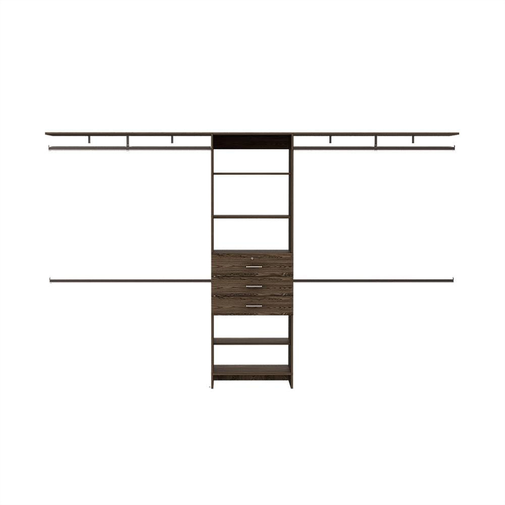 Closet Abierto Tres Cajones Y Cuatro Tubos Para Colgar Ropa