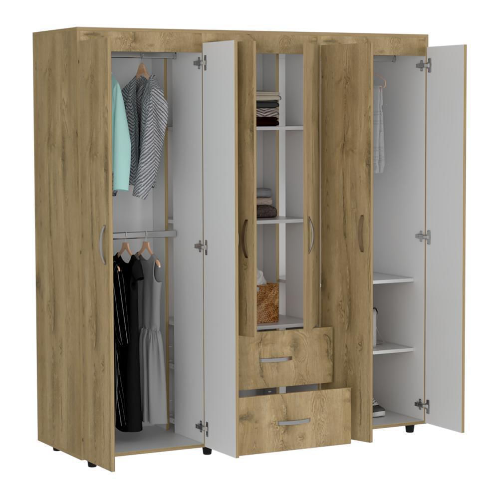 Closet Bombay, Macadamia Y Blanco, Con Seis Puertas Abatibles