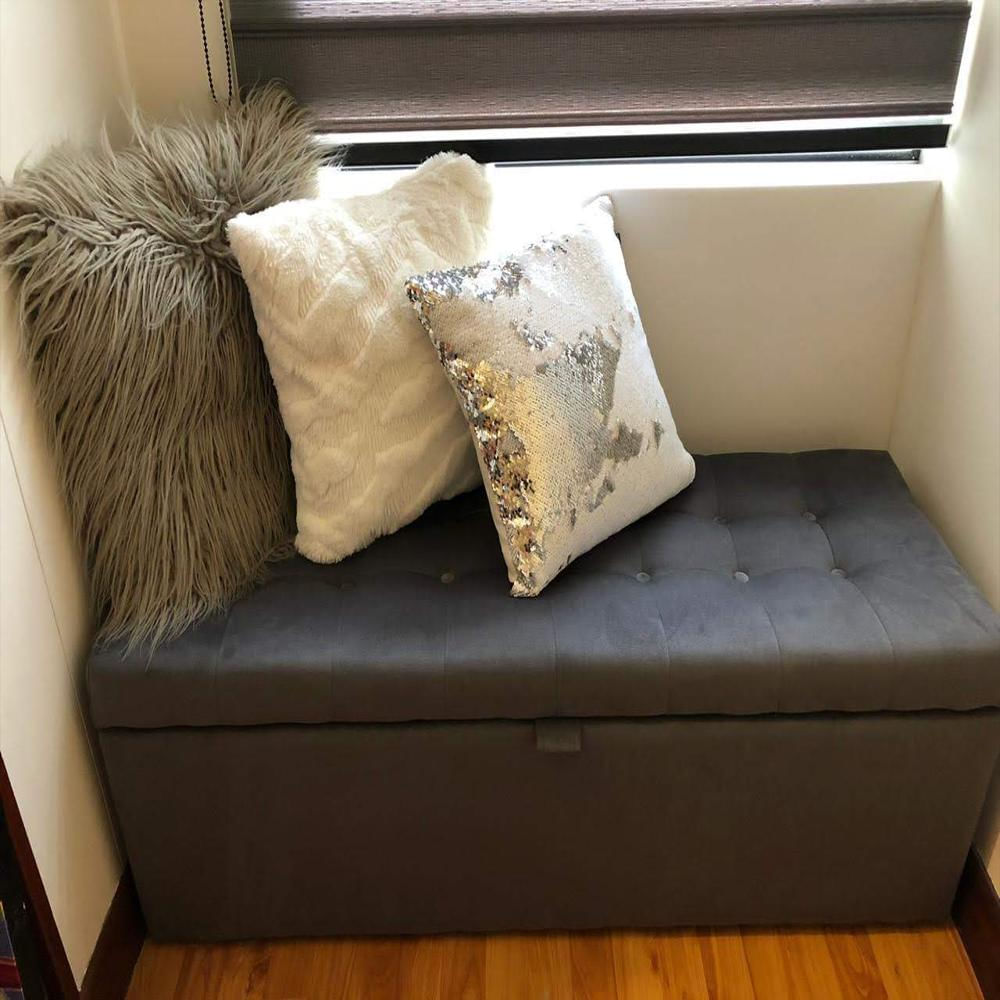 Puf Baul Divisiones Gris 120X40x40
