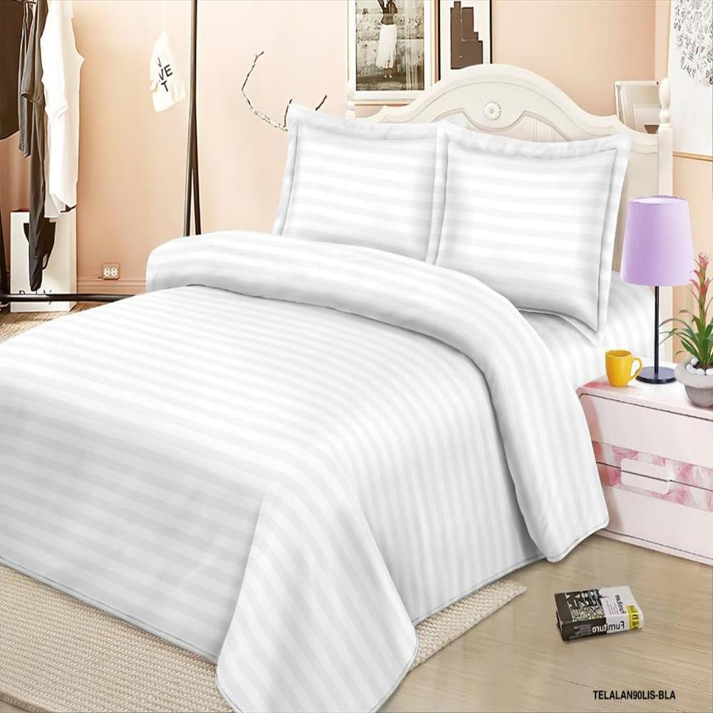 Juego De Sábanas Semidoble Unicolor Tipo Hotelera 200 Hilos Color Blanco